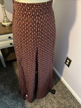 Women's Maroon Patterned Palazzo Pants